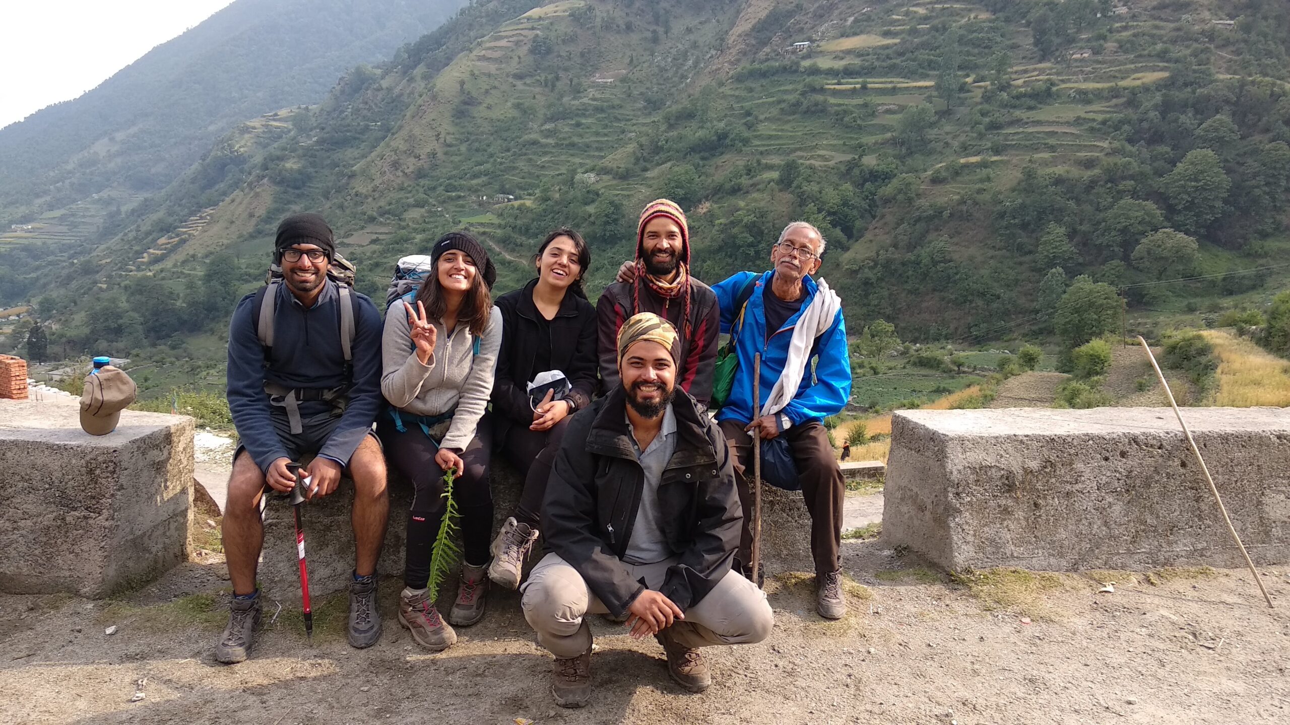 Hikers posing for a picture after a successful hike